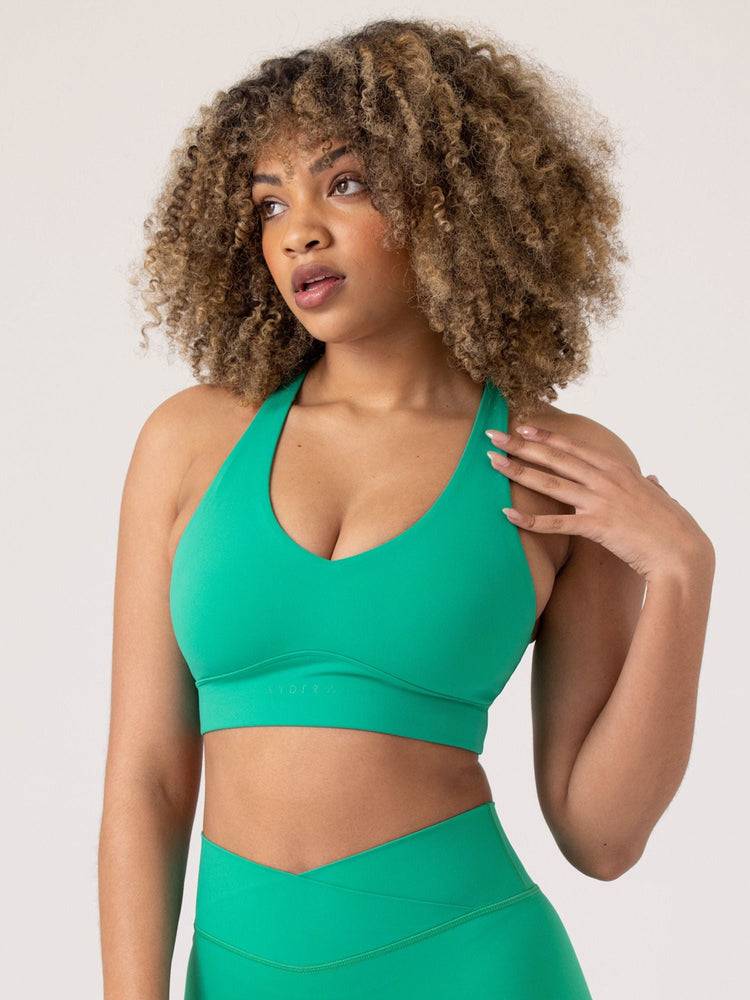 Ryderwear Women Sports Bra NKD Cross Over Women\'s Sports Bra Green | CA1866VD