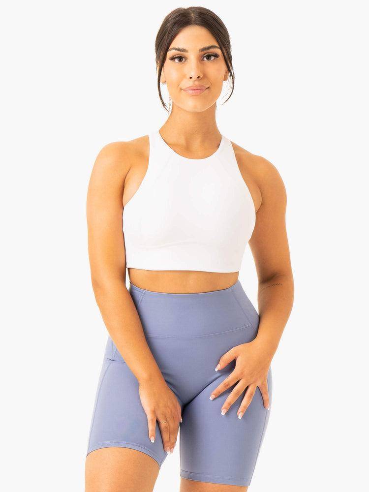 Ryderwear Women Sports Bra NKD Frame Long Line Women's Sports Bra White | CA1918VD