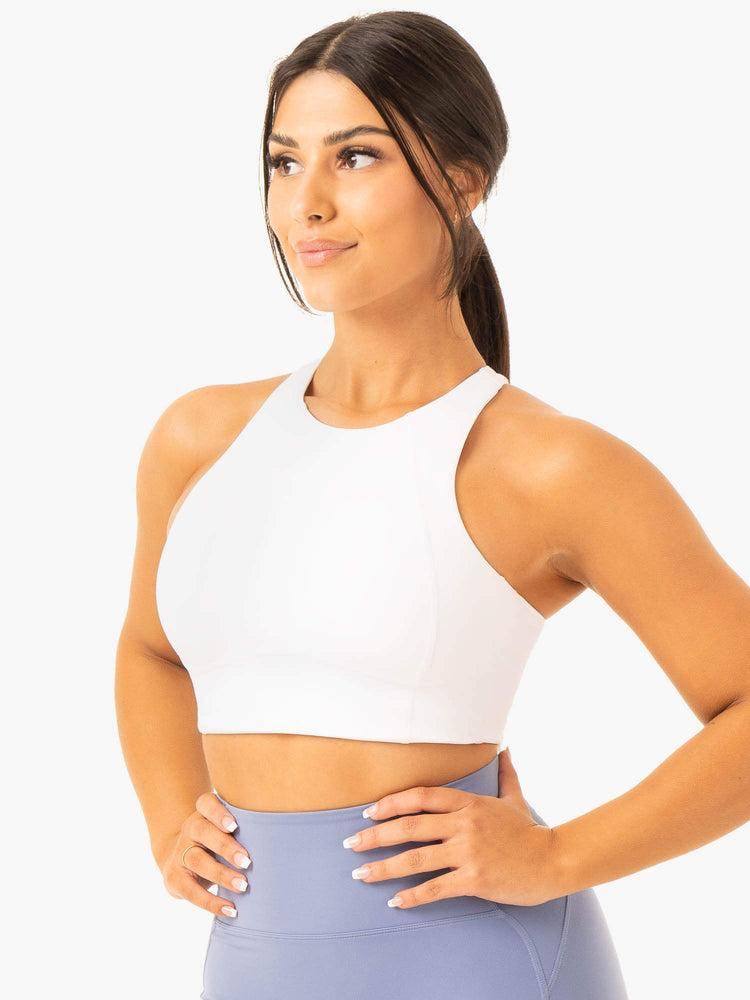 Ryderwear Women Sports Bra NKD Frame Long Line Women's Sports Bra White | CA1918VD