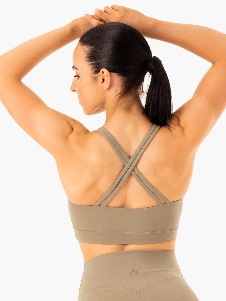 Ryderwear Women Sports Bra NKD Refine Women's Sports Bra Khaki | CA1753FM