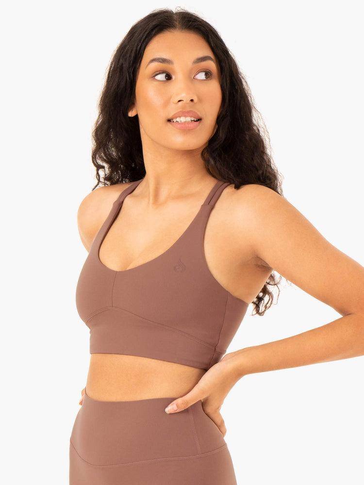 Ryderwear Women Sports Bra NKD Refine Women's Sports Bra Mocha | CA1790NB