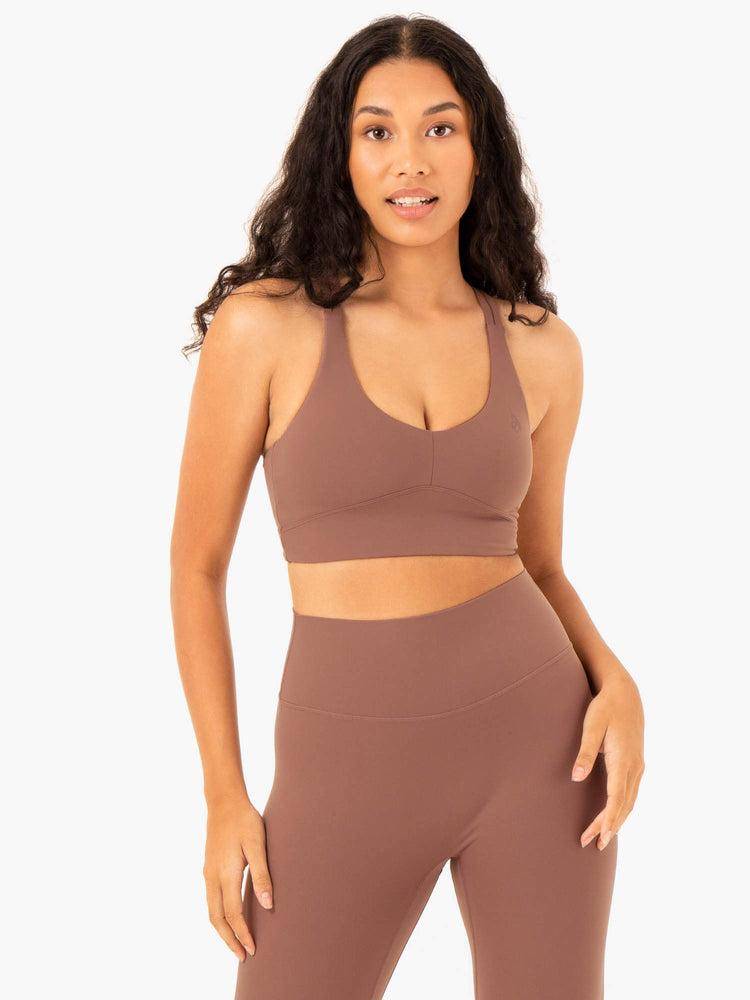 Ryderwear Women Sports Bra NKD Refine Women's Sports Bra Mocha | CA1790NB