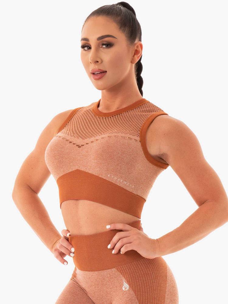 Ryderwear Women Sports Bra Oasis Seamless Crop Top Women's Sports Bra Desert Rust | CA1803SO