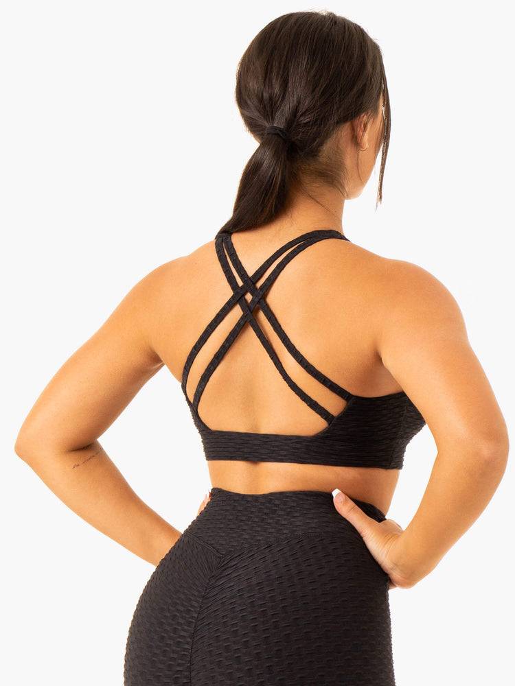 Ryderwear Women Sports Bra Optic V-Neck Women's Sports Bra Black | CA1870QZ