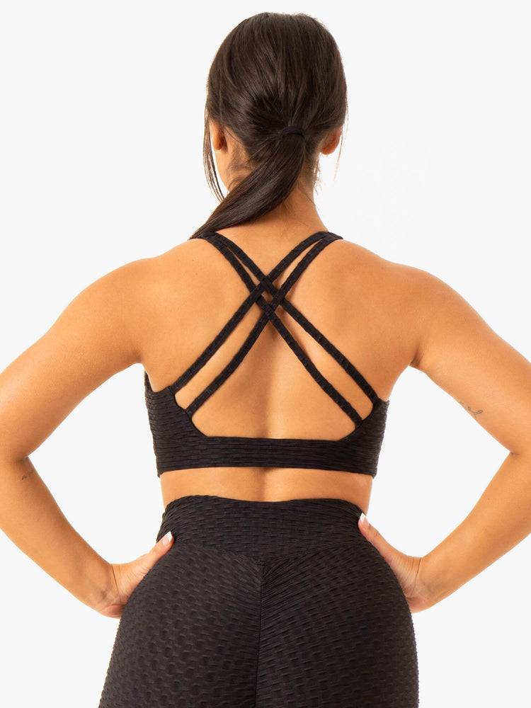 Ryderwear Women Sports Bra Optic V-Neck Women's Sports Bra Black | CA1870QZ