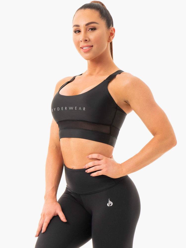 Ryderwear Women Sports Bra Palm Convertible Women's Sports Bra Black | CA1644OR