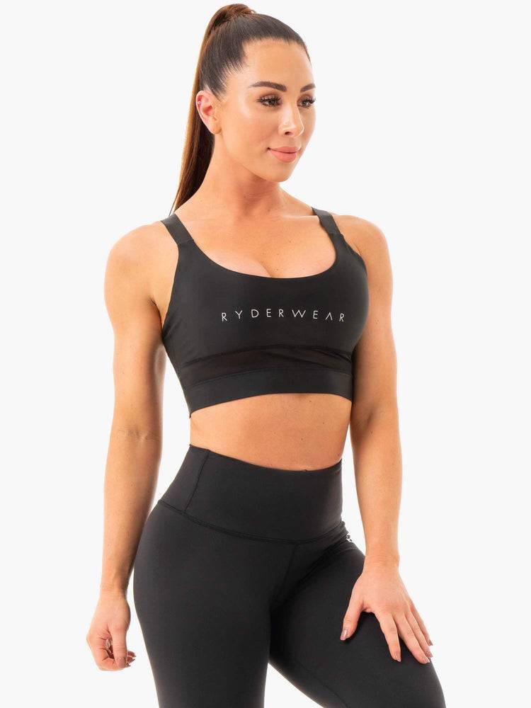 Ryderwear Women Sports Bra Palm Convertible Women's Sports Bra Black | CA1644OR