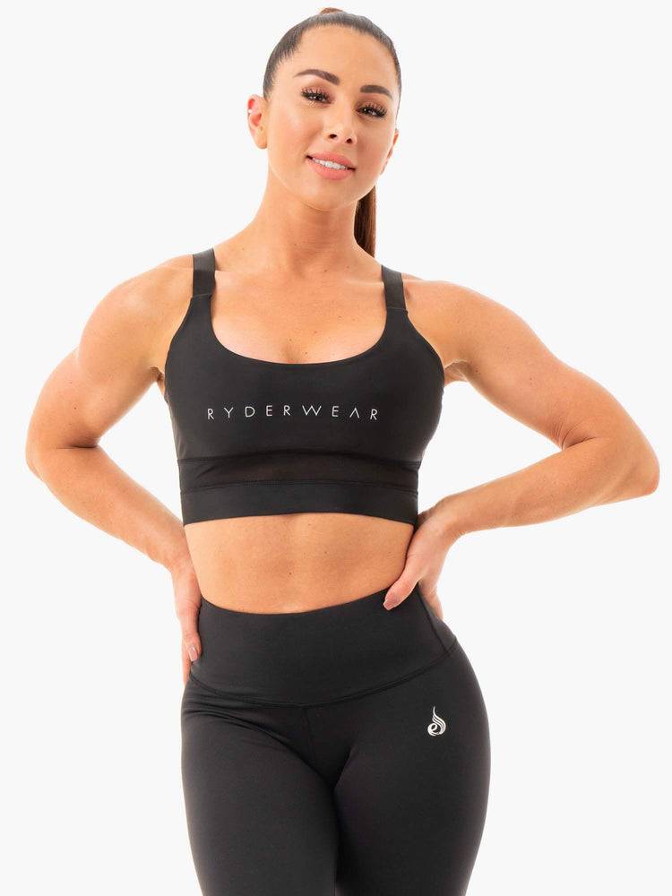 Ryderwear Women Sports Bra Palm Convertible Women\'s Sports Bra Black | CA1644OR