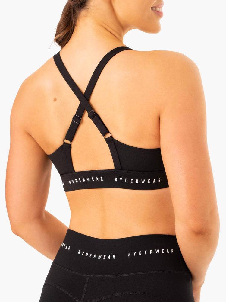 Ryderwear Women Sports Bra Reflex Cross Over Women's Sports Bra Black | CA1697PQ