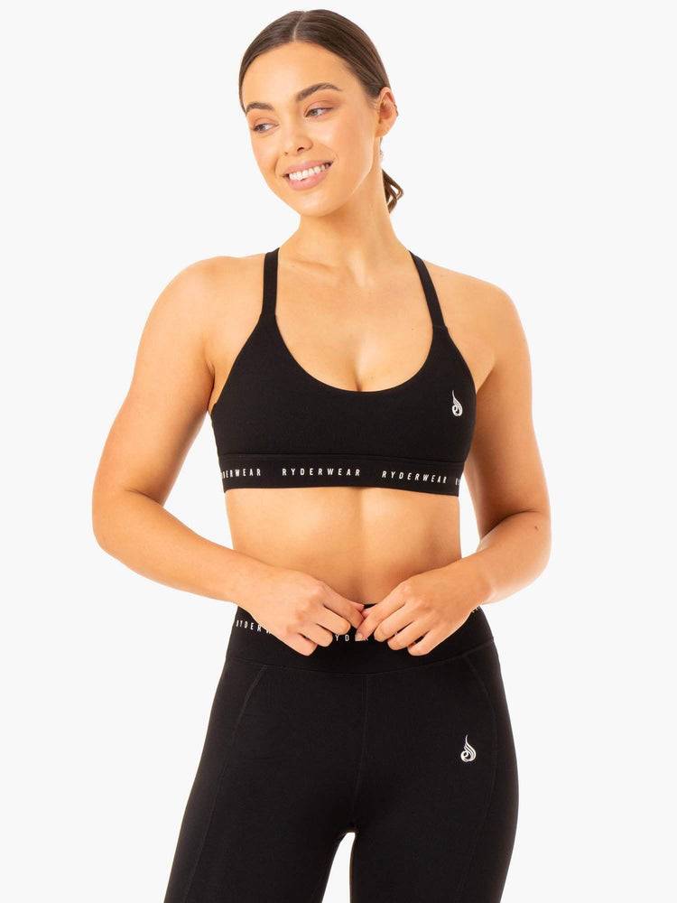 Ryderwear Women Sports Bra Reflex Cross Over Women\'s Sports Bra Black | CA1697PQ