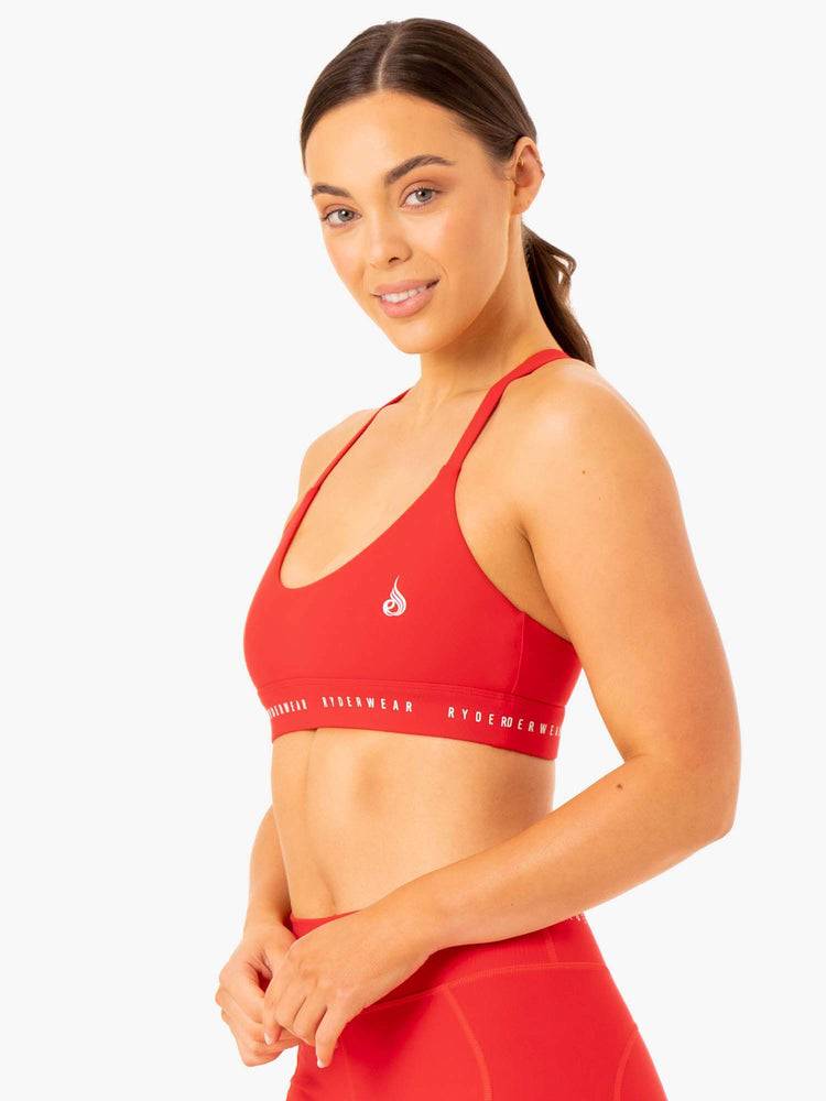 Ryderwear Women Sports Bra Reflex Cross Over Women's Sports Bra Red | CA1740QZ