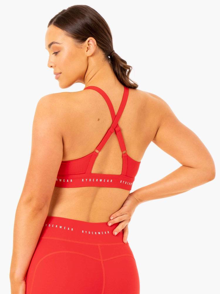 Ryderwear Women Sports Bra Reflex Cross Over Women's Sports Bra Red | CA1740QZ