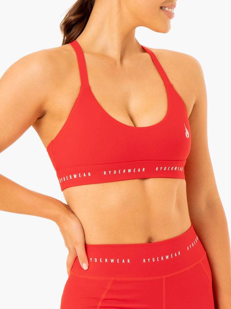 Ryderwear Women Sports Bra Reflex Cross Over Women's Sports Bra Red | CA1740QZ