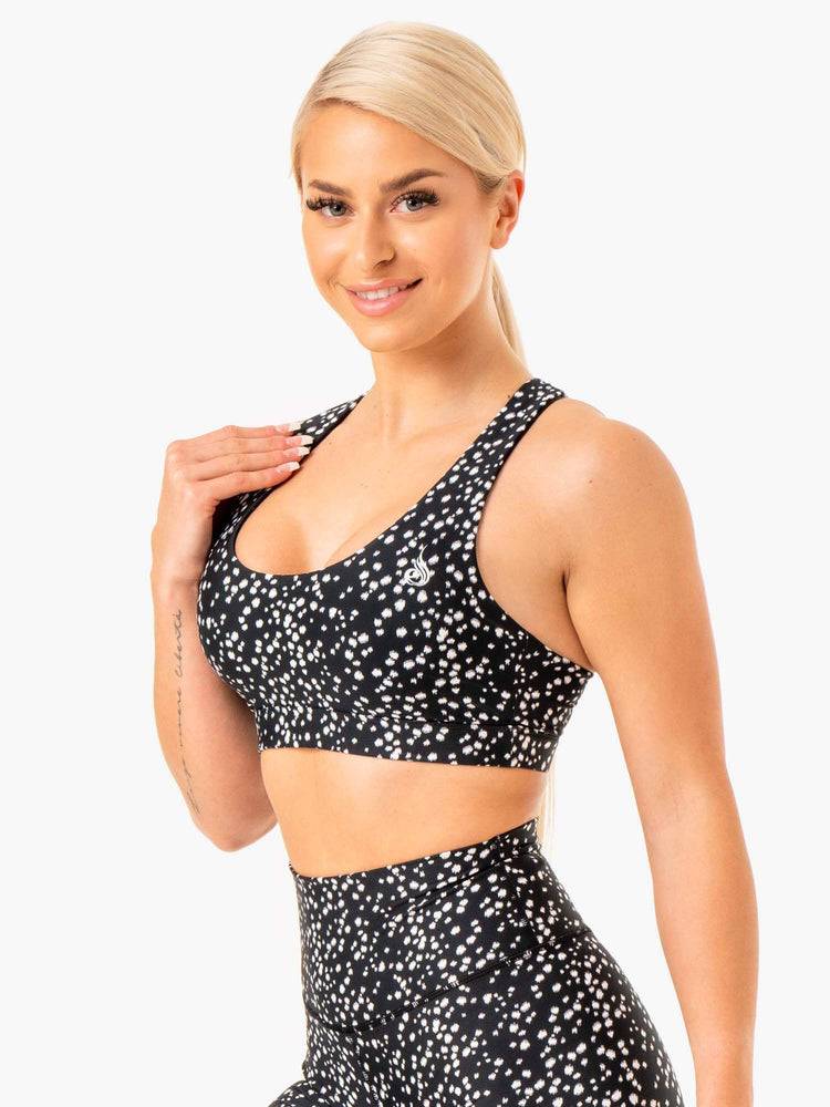 Ryderwear Women Sports Bra Reform Women's Sports Bra Black Speckle | CA1662QZ