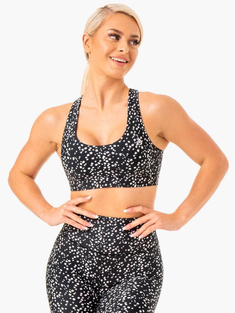 Ryderwear Women Sports Bra Reform Women\'s Sports Bra Black Speckle | CA1662QZ