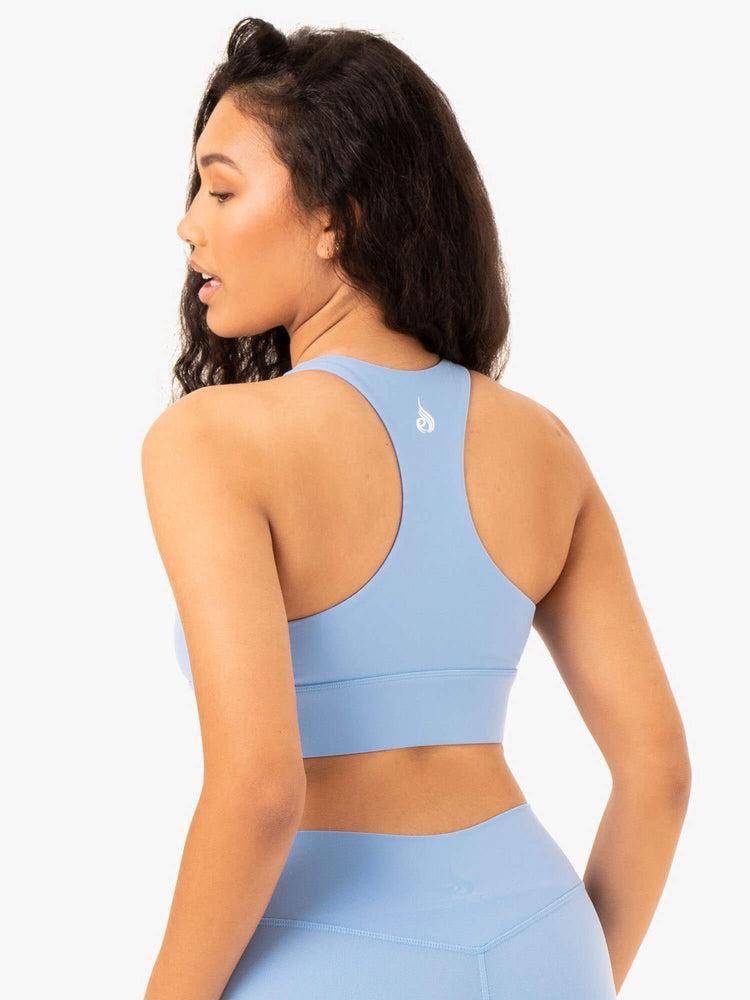 Ryderwear Women Sports Bra Replay Cut Out Women's Sports Bra Sky Blue | CA1840VD