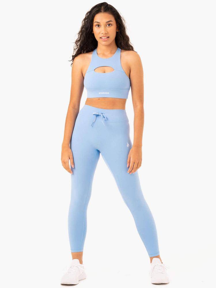 Ryderwear Women Sports Bra Replay Cut Out Women's Sports Bra Sky Blue | CA1840VD