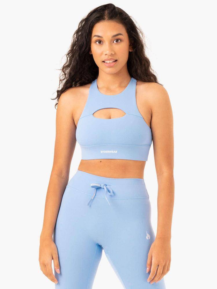 Ryderwear Women Sports Bra Replay Cut Out Women\'s Sports Bra Sky Blue | CA1840VD