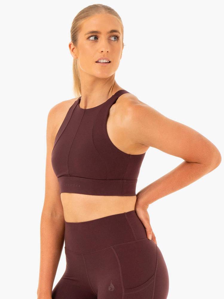 Ryderwear Women Sports Bra Reset High Impact Women's Sports Bra Chocolate | CA1814VD