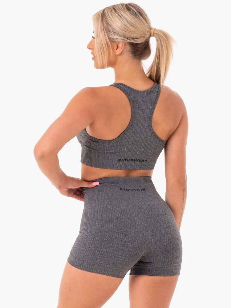 Ryderwear Women Sports Bra Rib Seamless Women's Sports Bra Charcoal Marl | CA1672AP