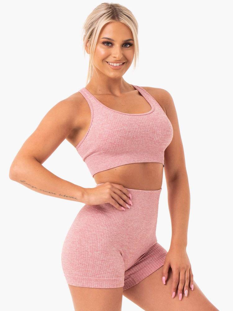 Ryderwear Women Sports Bra Rib Seamless Women's Sports Bra Blush Marl | CA1714QZ