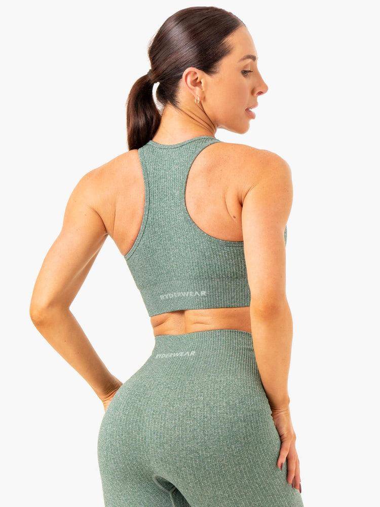 Ryderwear Women Sports Bra Rib Seamless Women's Sports Bra Green Marl | CA1721IS