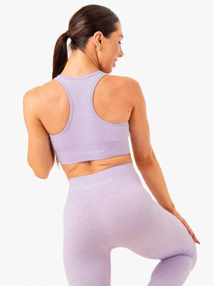 Ryderwear Women Sports Bra Rib Seamless Women's Sports Bra Lavender Marl | CA1752DN