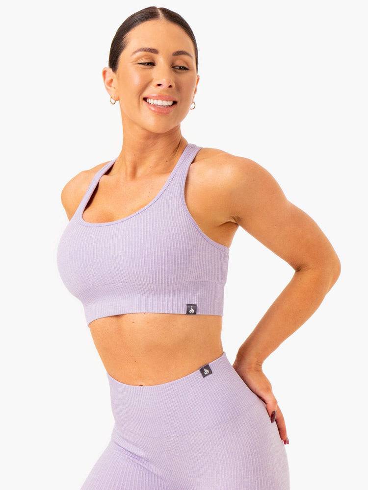 Ryderwear Women Sports Bra Rib Seamless Women's Sports Bra Lavender Marl | CA1752DN