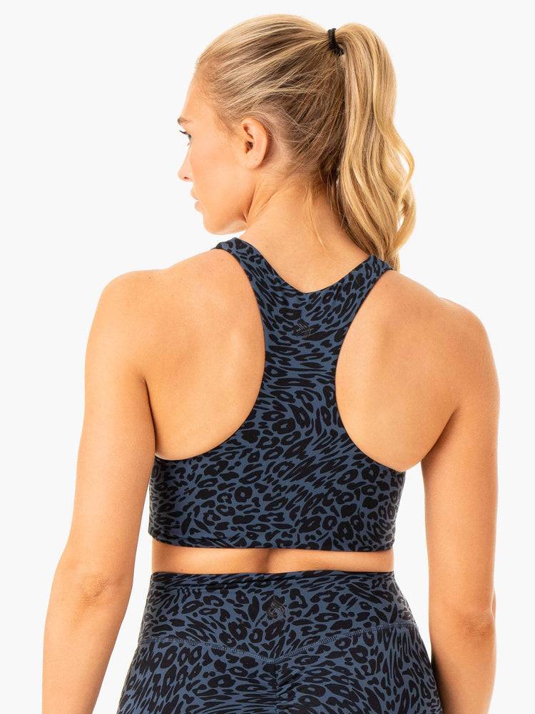 Ryderwear Women Sports Bra Rotation Women's Sports Bra Navy Leopard | CA1765MA