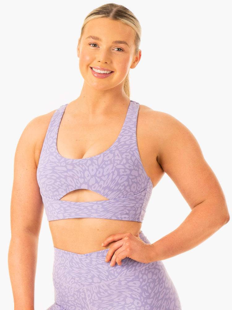 Ryderwear Women Sports Bra Rotation Women's Sports Bra Iris Leopard | CA1836LH