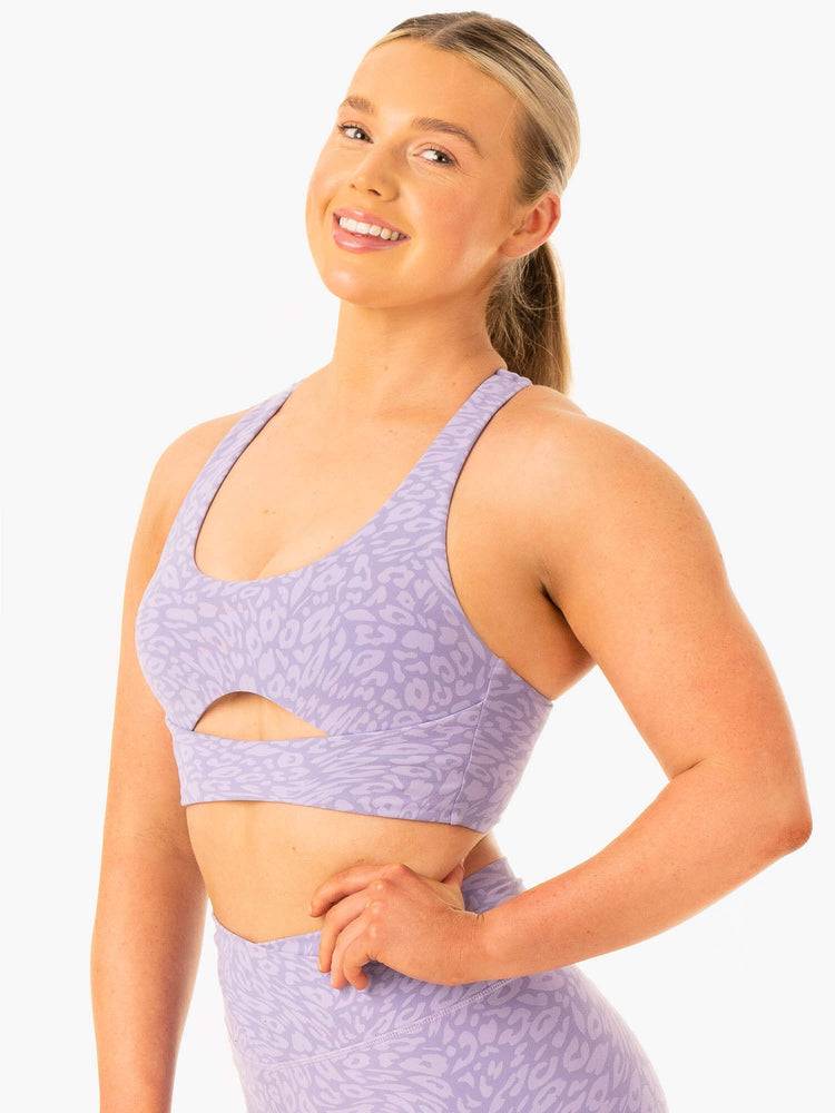 Ryderwear Women Sports Bra Rotation Women's Sports Bra Iris Leopard | CA1836LH