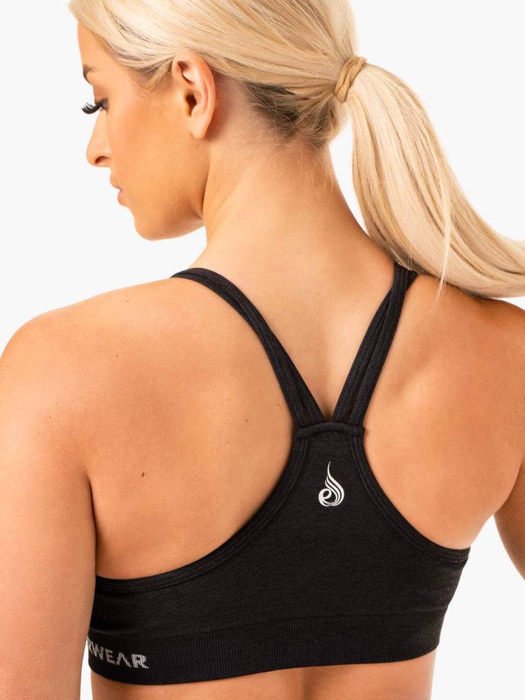 Ryderwear Women Sports Bra Sculpt Seamless Women's Sports Bra Black Marl | CA1680LH