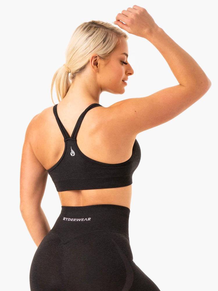 Ryderwear Women Sports Bra Sculpt Seamless Women's Sports Bra Black Marl | CA1680LH