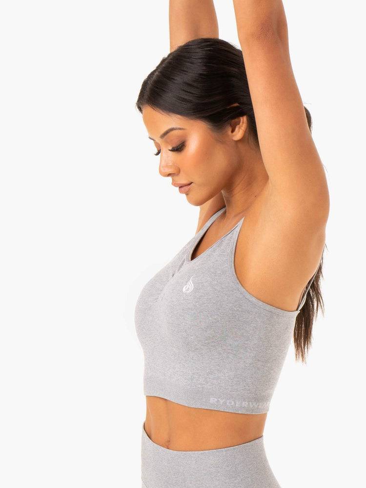 Ryderwear Women Sports Bra Sculpt Seamless Tank Women's Sports Bra Grey Marl | CA1727FM