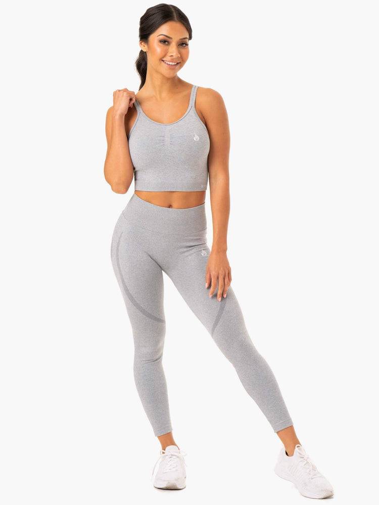 Ryderwear Women Sports Bra Sculpt Seamless Tank Women's Sports Bra Grey Marl | CA1727FM