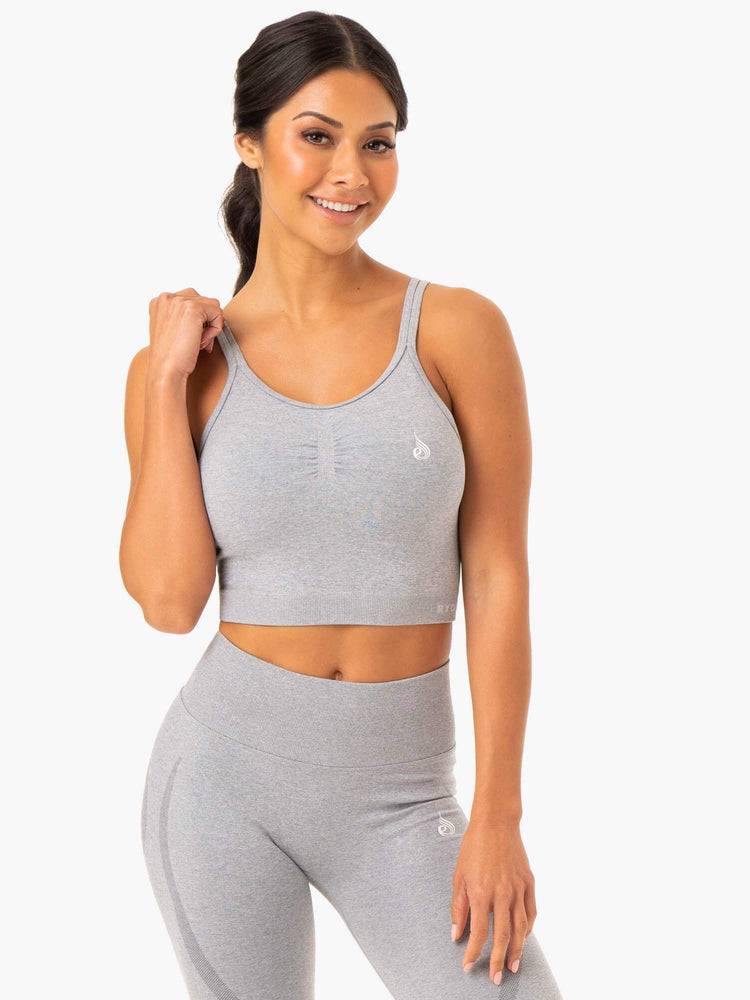 Ryderwear Women Sports Bra Sculpt Seamless Tank Women\'s Sports Bra Grey Marl | CA1727FM