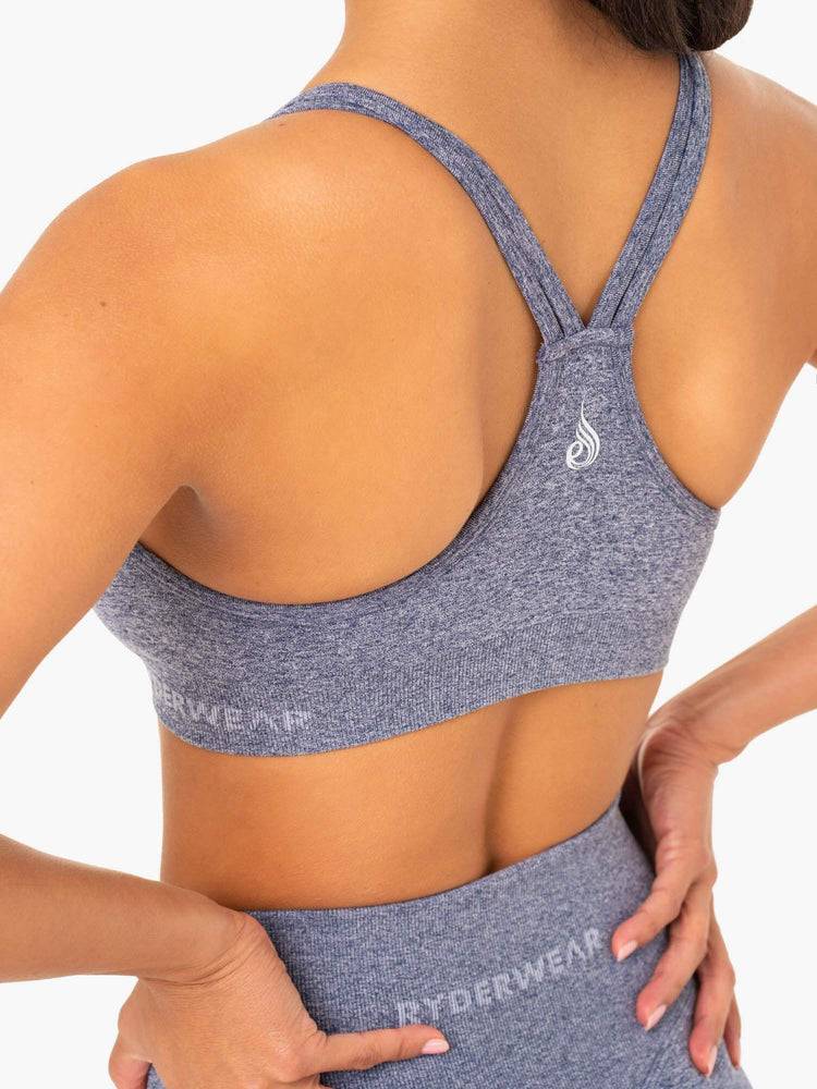 Ryderwear Women Sports Bra Sculpt Seamless Women's Sports Bra Navy Marl | CA1751SO