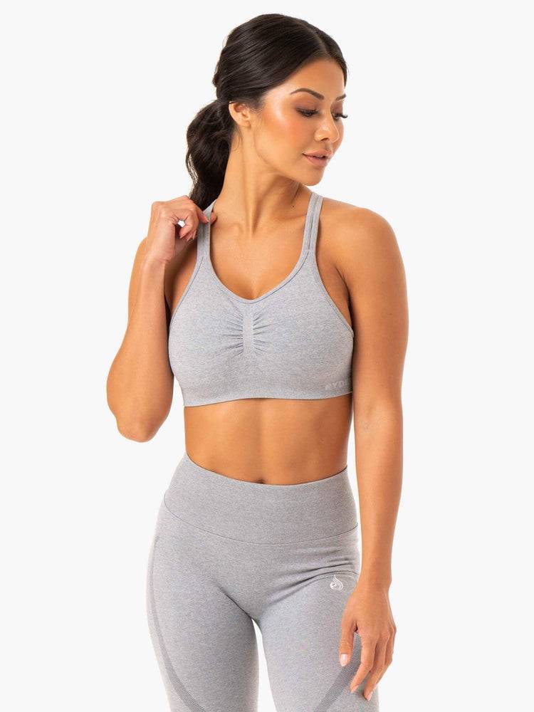 Ryderwear Women Sports Bra Sculpt Seamless Women's Sports Bra Grey Marl | CA1761CE