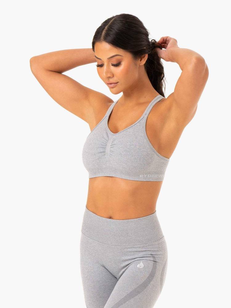 Ryderwear Women Sports Bra Sculpt Seamless Women\'s Sports Bra Grey Marl | CA1761CE