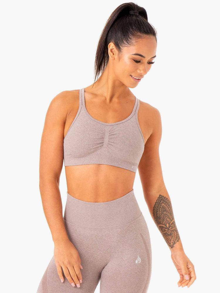 Ryderwear Women Sports Bra Sculpt Seamless Women's Sports Bra Mushroom Marl | CA1795RW