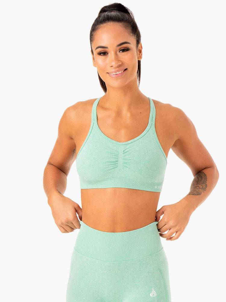 Ryderwear Women Sports Bra Sculpt Seamless Women's Sports Bra Mint Marl | CA1802AP