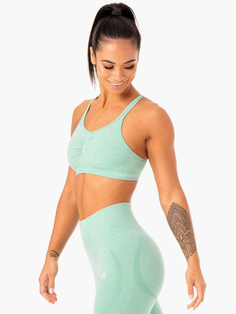 Ryderwear Women Sports Bra Sculpt Seamless Women's Sports Bra Mint Marl | CA1802AP