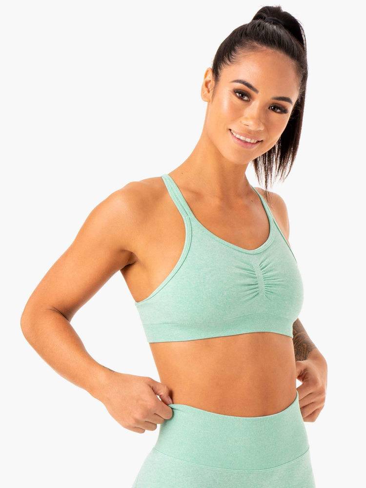 Ryderwear Women Sports Bra Sculpt Seamless Women\'s Sports Bra Mint Marl | CA1802AP