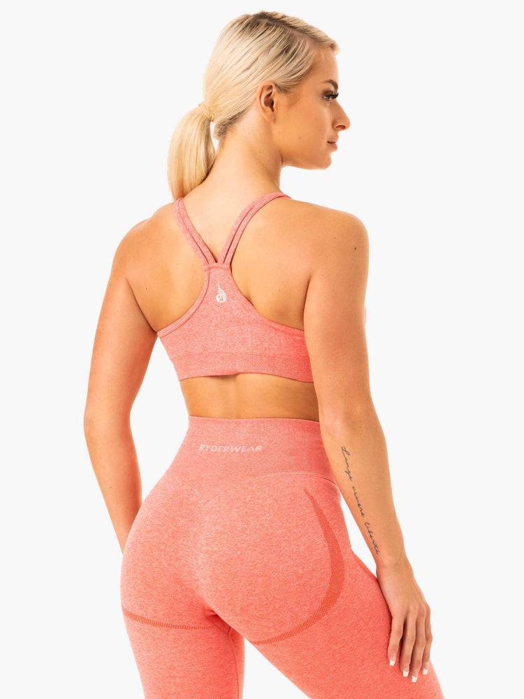 Ryderwear Women Sports Bra Sculpt Seamless Women's Sports Bra Peach Marl | CA1821RW