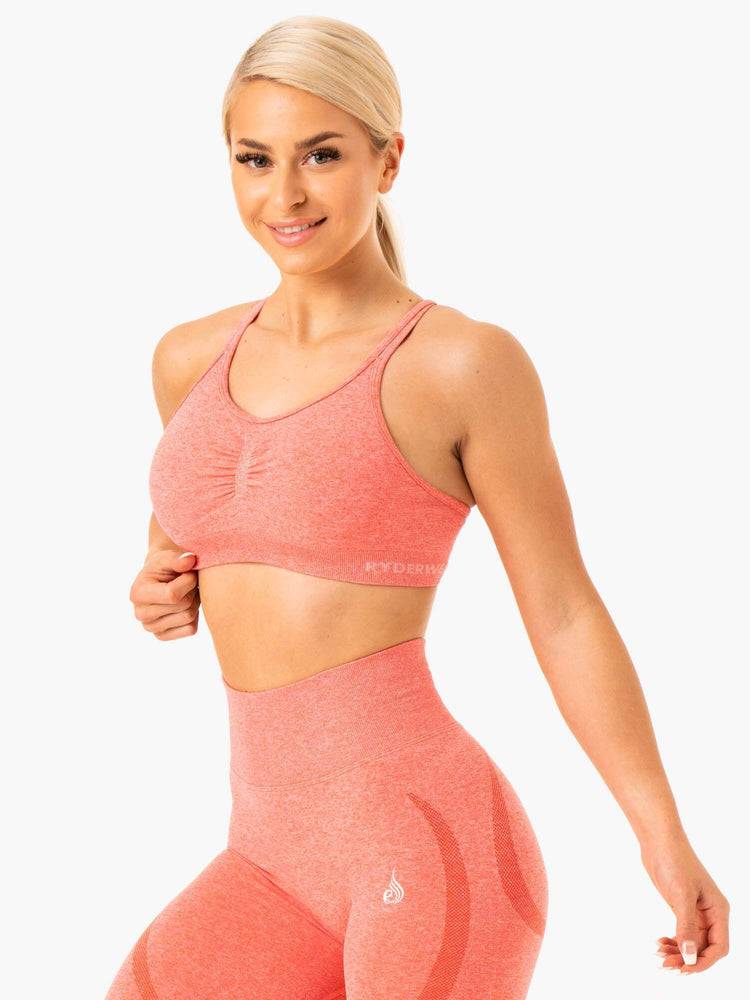 Ryderwear Women Sports Bra Sculpt Seamless Women's Sports Bra Peach Marl | CA1821RW