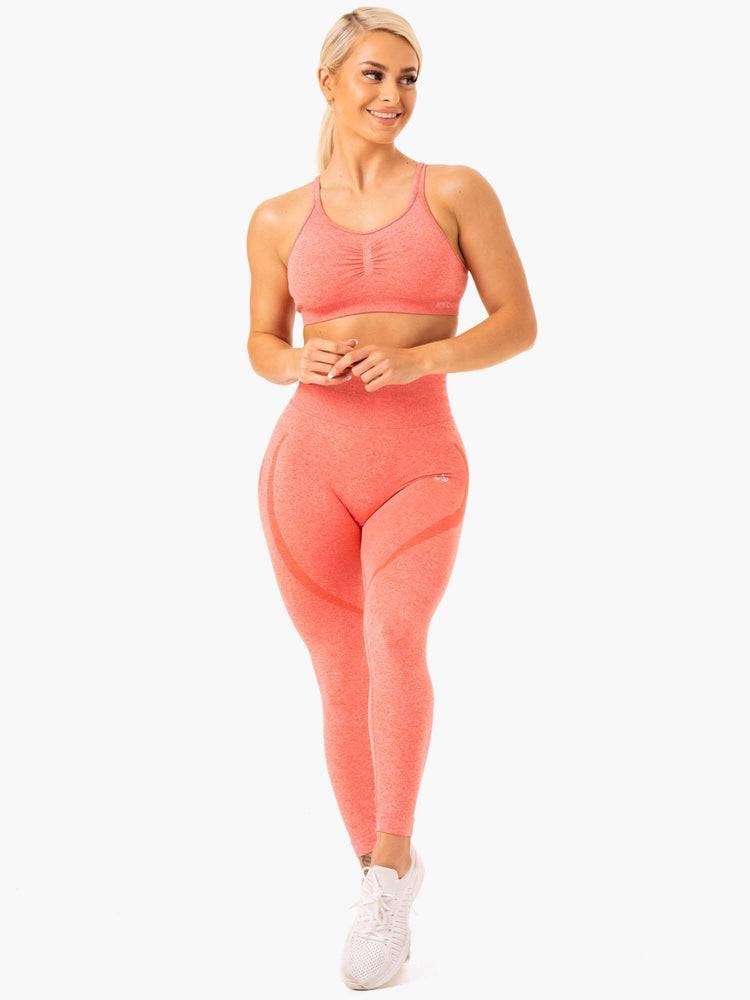 Ryderwear Women Sports Bra Sculpt Seamless Women's Sports Bra Peach Marl | CA1821RW