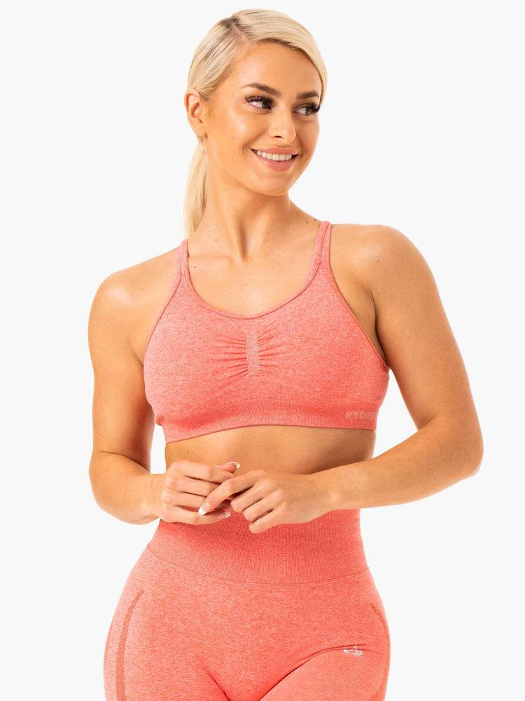 Ryderwear Women Sports Bra Sculpt Seamless Women\'s Sports Bra Peach Marl | CA1821RW