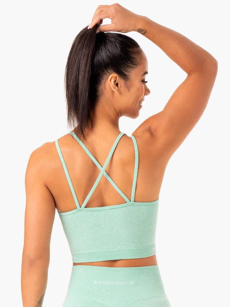 Ryderwear Women Sports Bra Sculpt Seamless Tank Women's Sports Bra Mint Marl | CA1829SO