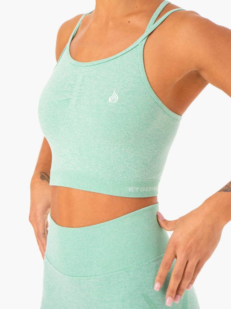 Ryderwear Women Sports Bra Sculpt Seamless Tank Women's Sports Bra Mint Marl | CA1829SO