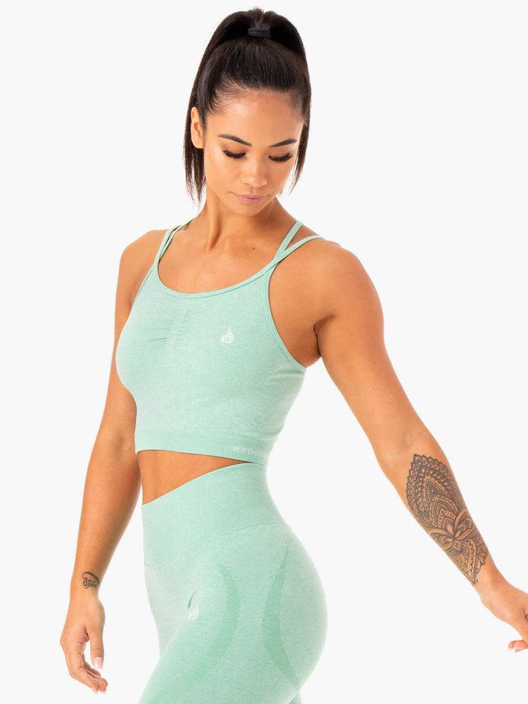 Ryderwear Women Sports Bra Sculpt Seamless Tank Women's Sports Bra Mint Marl | CA1829SO